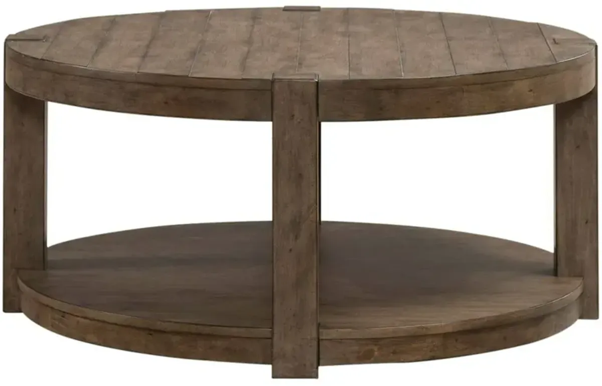 Liberty Furniture Broadmore Cobblestone Brown Round Cocktail Table