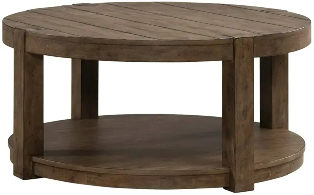 Liberty Furniture Broadmore Cobblestone Brown Round Cocktail Table
