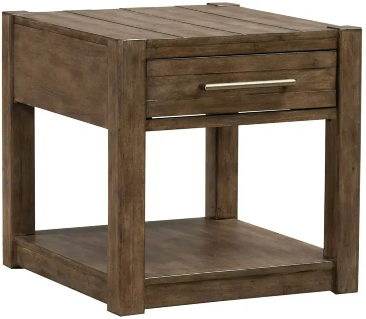 Liberty Furniture Broadmore Cobblestone Brown Drawer End Table