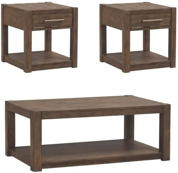 Liberty Furniture Broadmore 3-Piece Cobblestone Brown Occasional Table Set