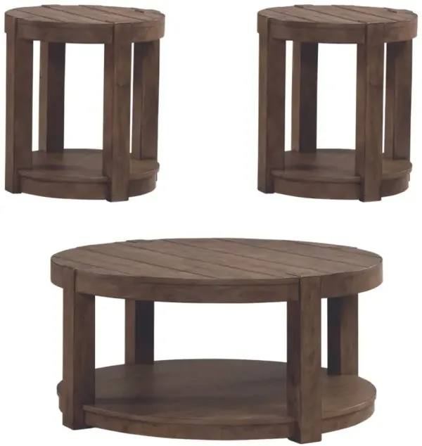 Liberty Furniture Broadmore 3-Piece Cobblestone Brown Accent Table Set