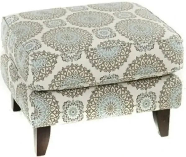 Fusion Furniture Grande Mist Brianne Twilight Blue/Gray/White Ottoman