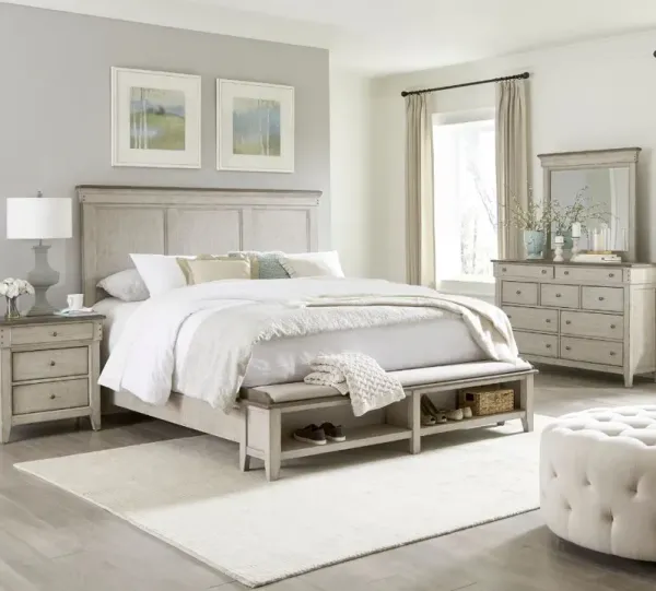 Liberty Furniture Ivy Hollow 4-Piece Dusty Taupe/Weathered Linen California King Storage Bedroom Set