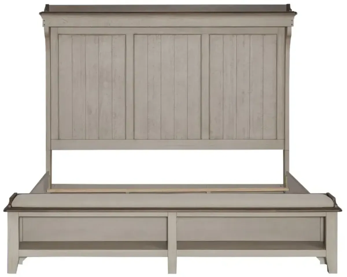 Liberty Furniture Ivy Hollow Weathered Linen King Mantle Panel Storage Panel Bed