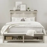Liberty Ivy Hollow Weathered Linen King Mantle Storage Bed