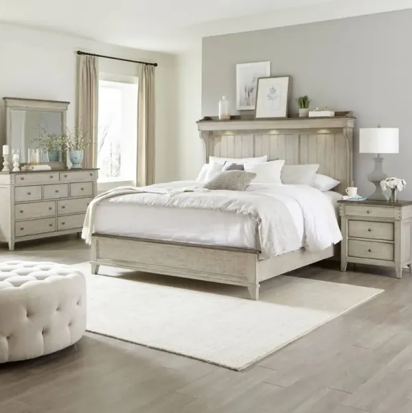 Liberty Furniture Ivy Hollow 4-Piece White King Mantle Bedroom Set