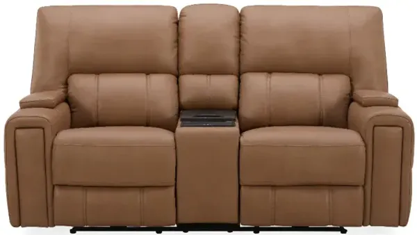 Southern Motion Butternut Leather 3x Power Reclining Console Loveseat
