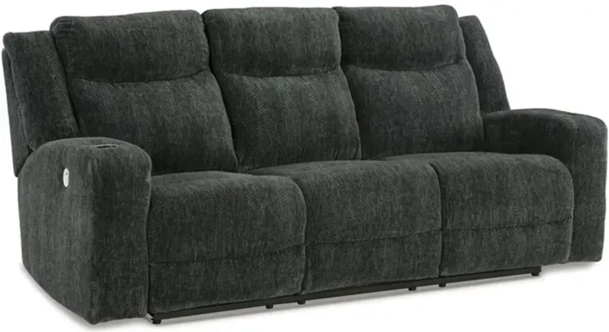 Signature Design by Ashley® Martinglenn Ebony Power Reclining Sofa with Drop Down Table