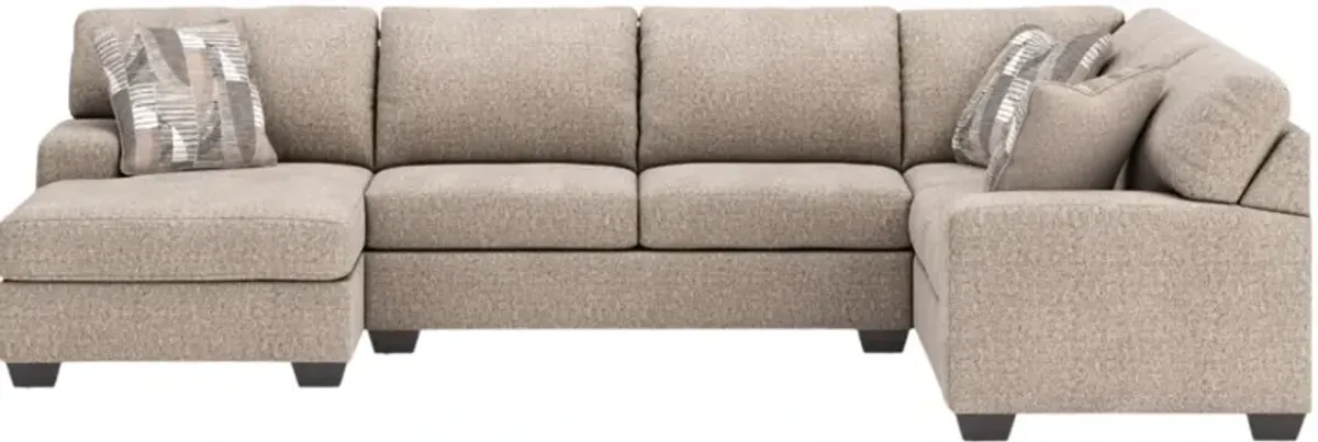Benchcraft® Newellen 3-Piece Hemp Left-Arm Facing Sectional and Chaise