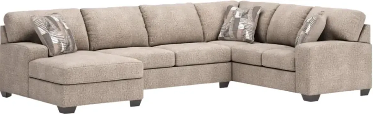 Benchcraft® Newellen 3-Piece Hemp L-Shape Sectional and Chaise