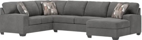 Signature Design by Ashley® Seyler Lane 3-Piece Graystone Right-Arm Facing Sectional and Chaise