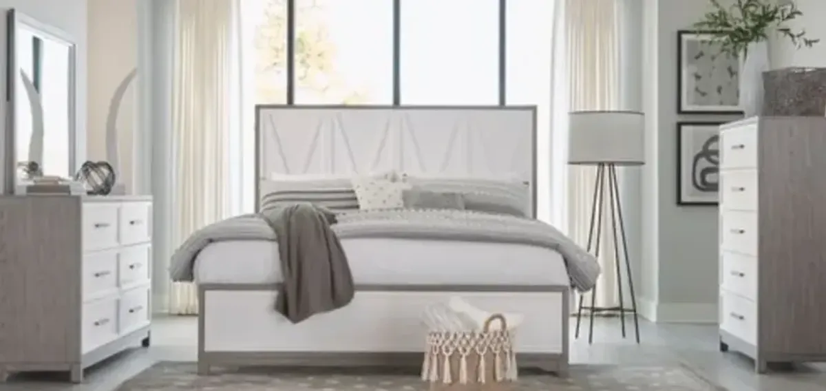 Liberty Furniture Palmetto Heights 4-Piece Driftwood/Shell White Queen Poster Bedroom Set