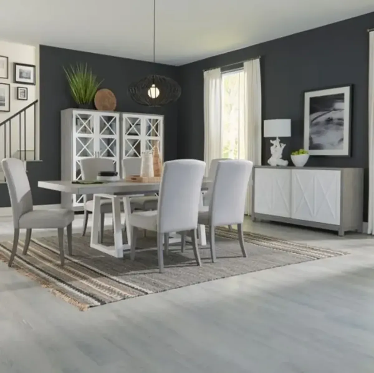 Liberty Furniture Palmetto Heights 7-Piece Driftwood/Shell Double Pedestal Table Set