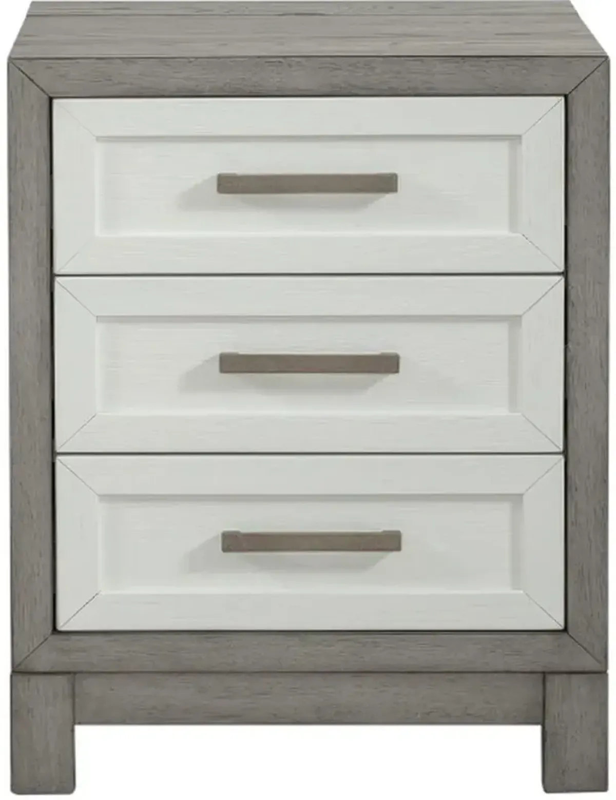 Liberty Furniture Palmetto Heights Driftwood Chairside Table with White Drawers