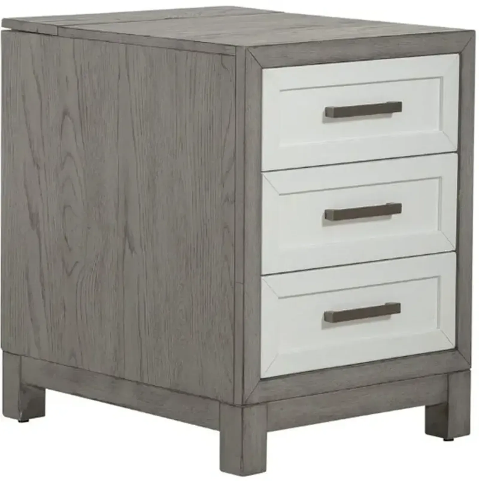 Liberty Furniture Palmetto Heights Driftwood Chairside Table with Three Shell White Drawers