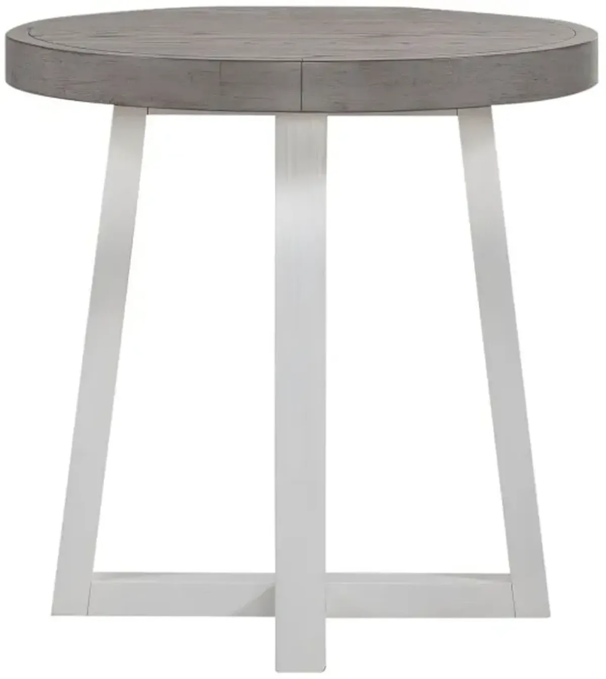 Liberty Furniture Palmetto Heights Driftwood Round End Table with Shell White Base