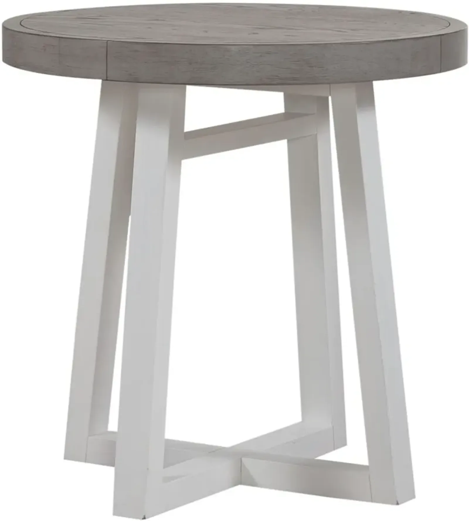 Liberty Furniture Palmetto Heights Shell White Round End Table with Driftwood Top