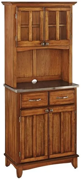 homestyles® Buffet Of Buffets Cottage Oak/Stainless Steel Server with Hutch