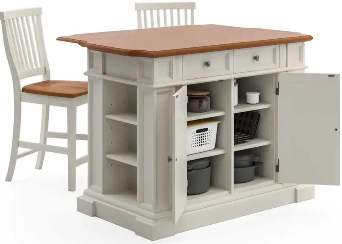 homestyles® Americana 3-Piece White Kitchen Island Set