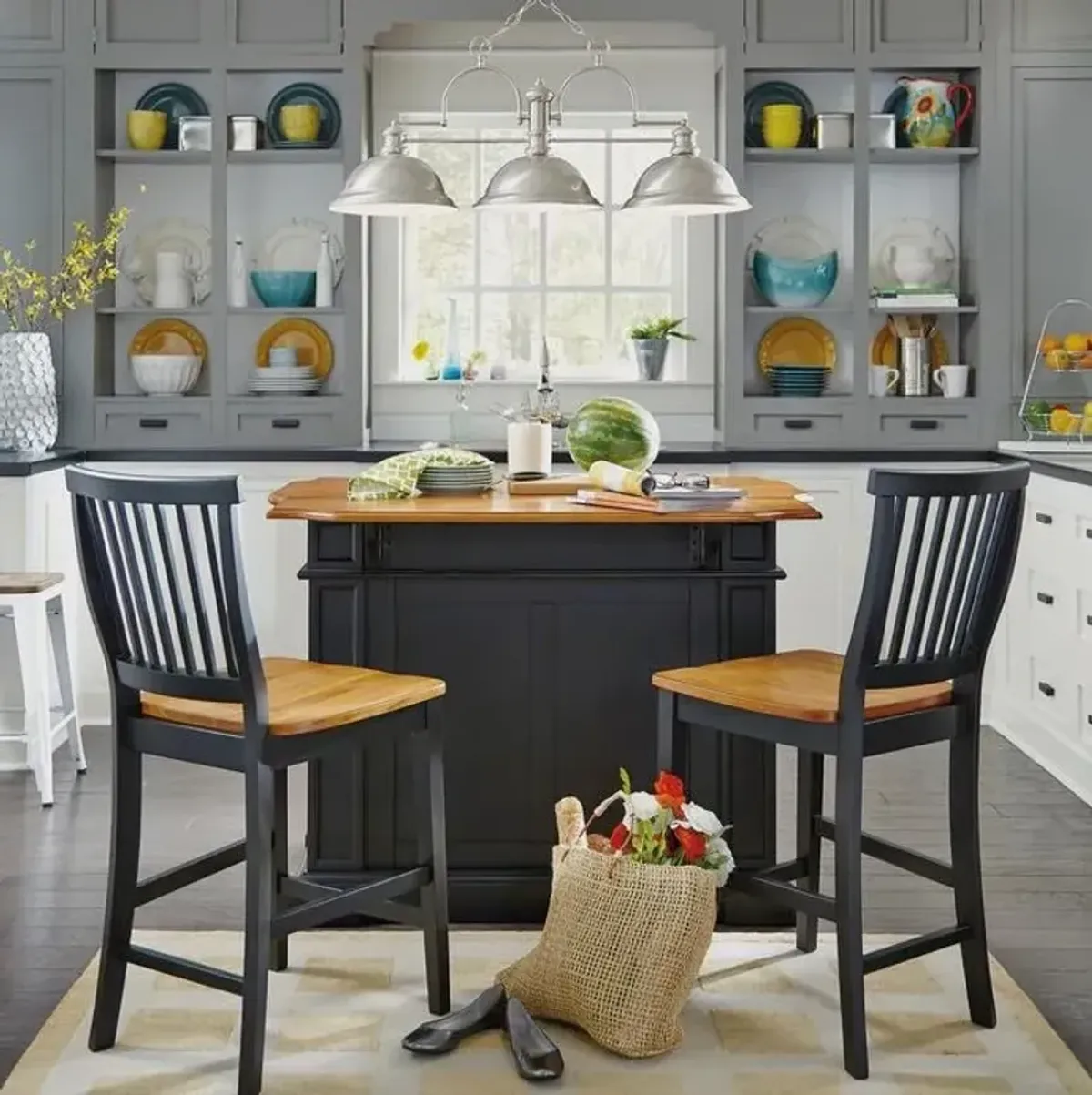 homestyles® Americana 3-Piece Black Kitchen Island Set