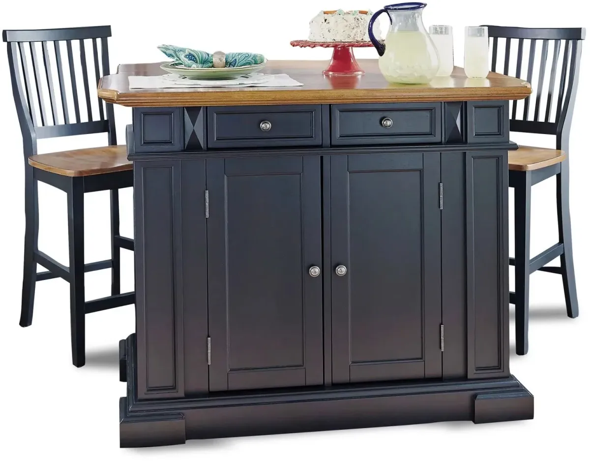 homestyles® Americana 3-Piece Black Kitchen Island Set