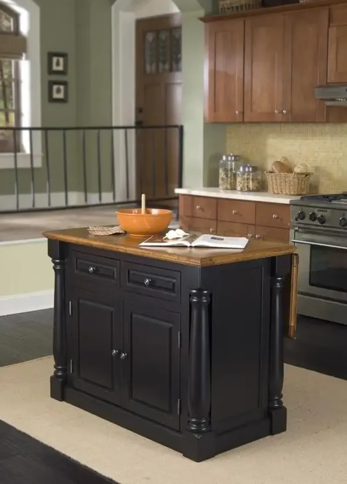 homestyles® Monarch Black/Distressed Oak Kitchen Island