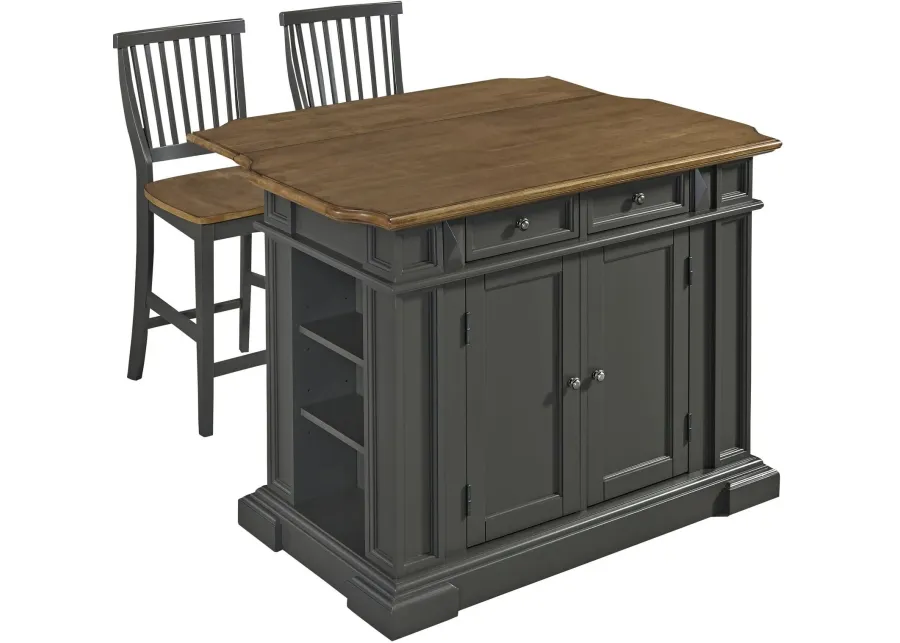 homestyles® Americana 3-Piece Gray Kitchen Island Set