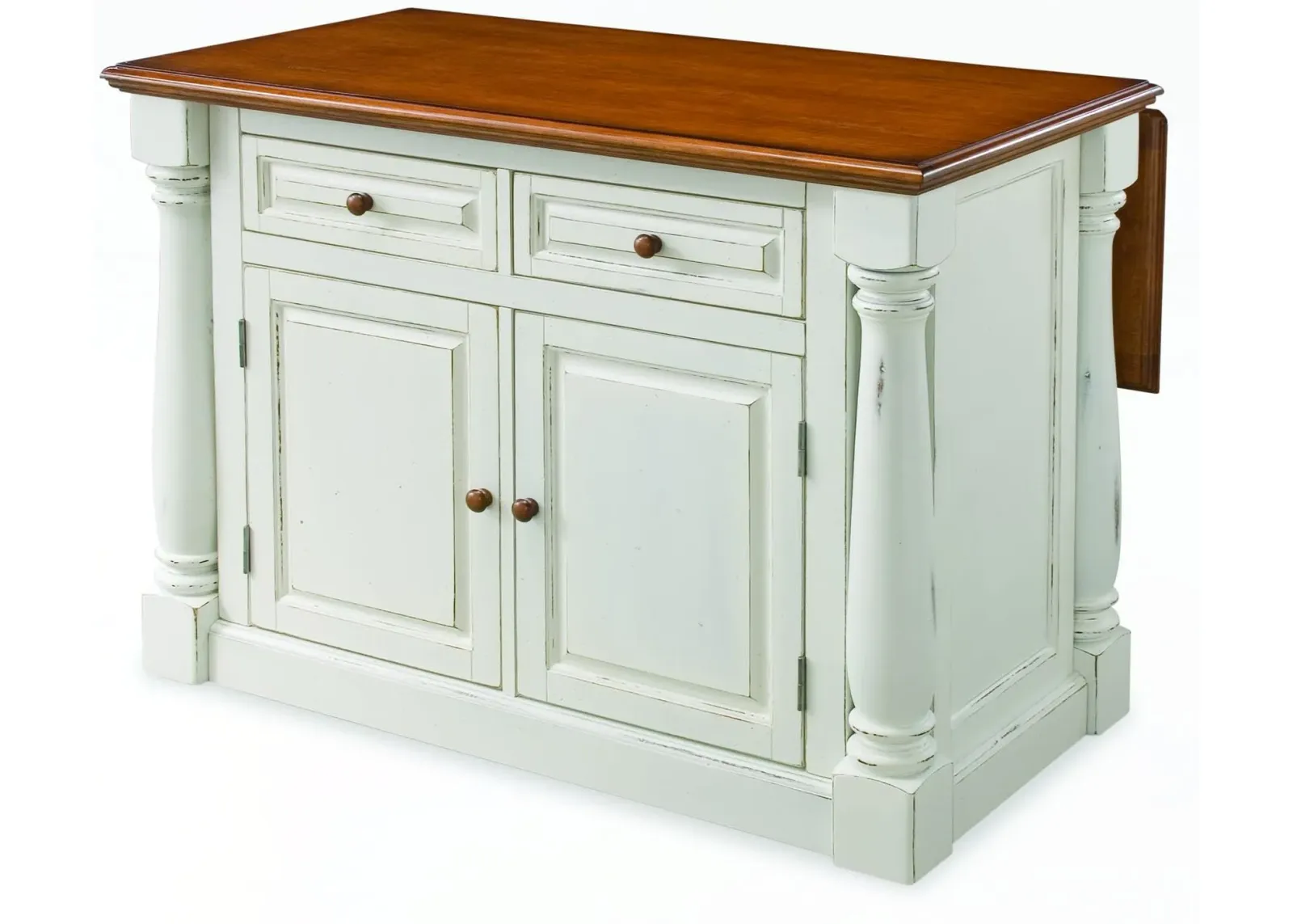 homestyles® Monarch Antique White/Distressed Oak Kitchen Island