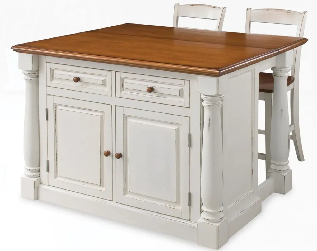 homestyles® Monarch 3-Piece Off-White Kitchen Island Set