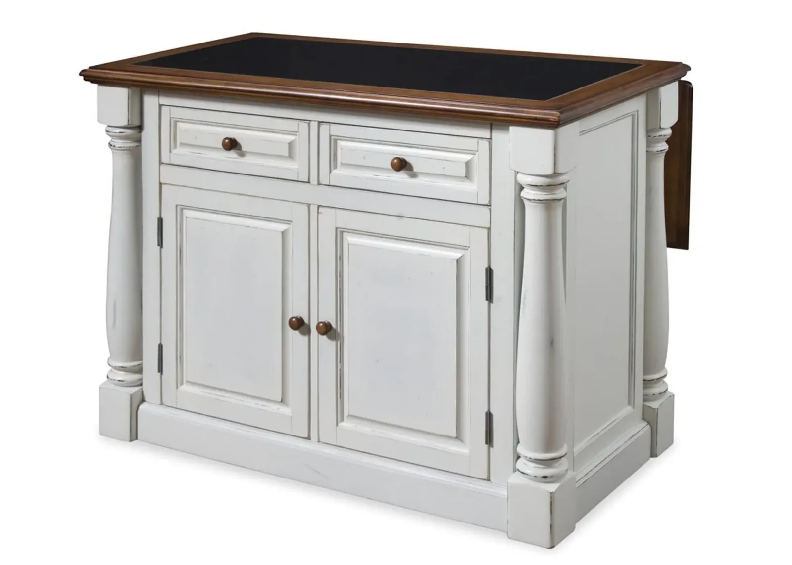 homestyles® Monarch Black Granite/Distressed Oak/Distressed White Kitchen Island 