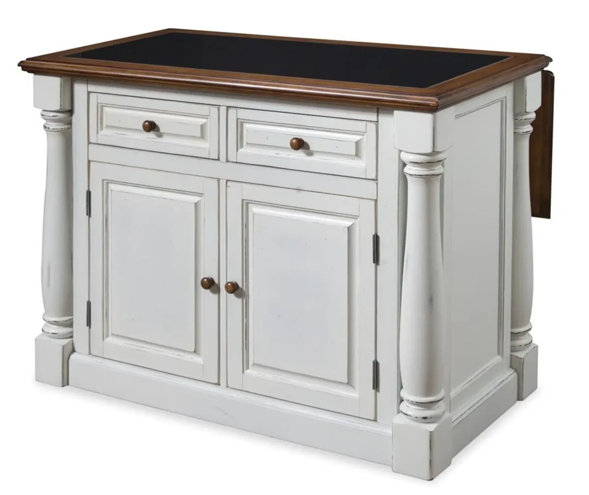 homestyles® Monarch Black Granite/Distressed Oak/Distressed White Kitchen Island 