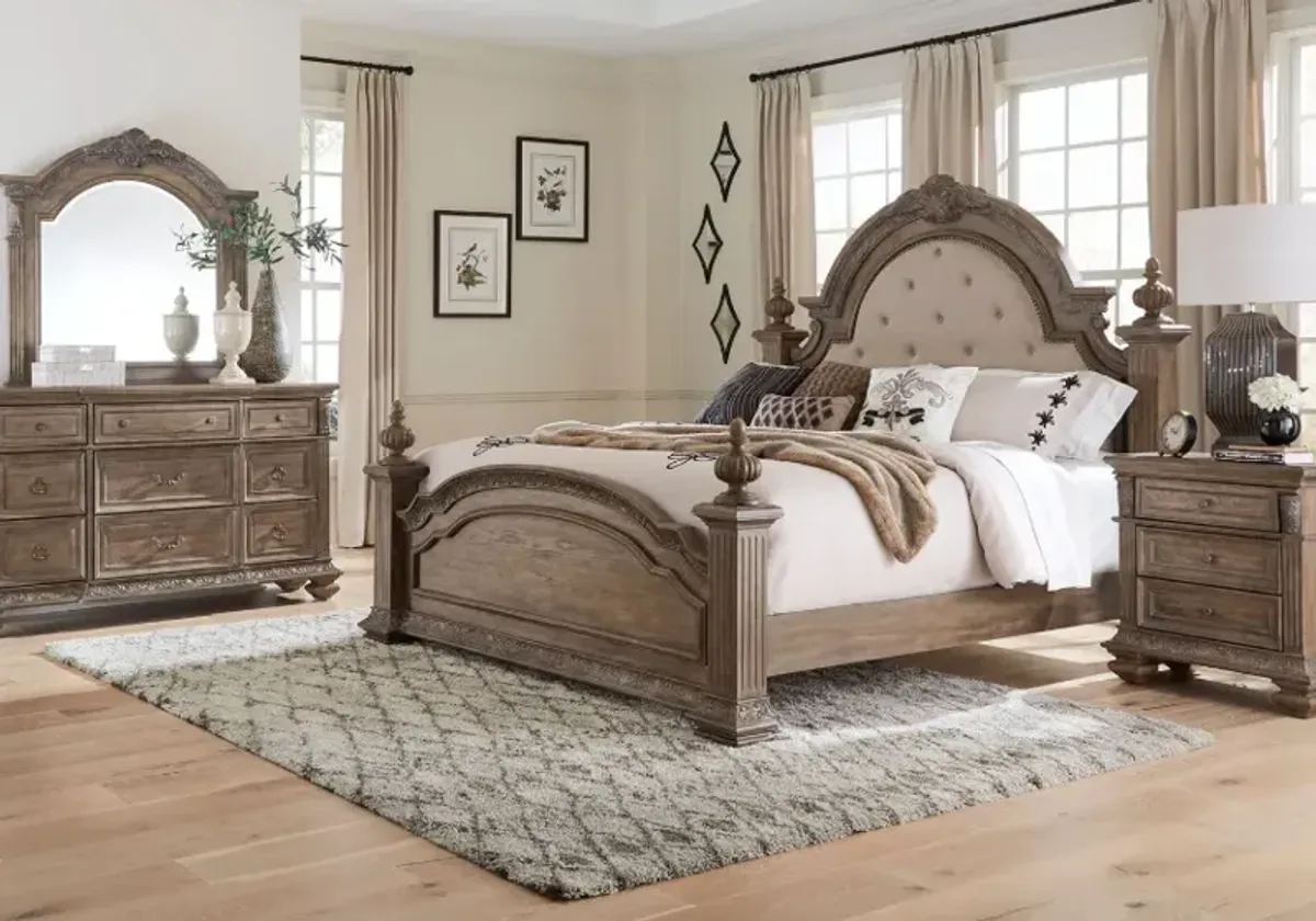 Liberty Furniture Carlisle Court 4-Piece Chestnut/Dusty Wax California King Poster Bedroom Set