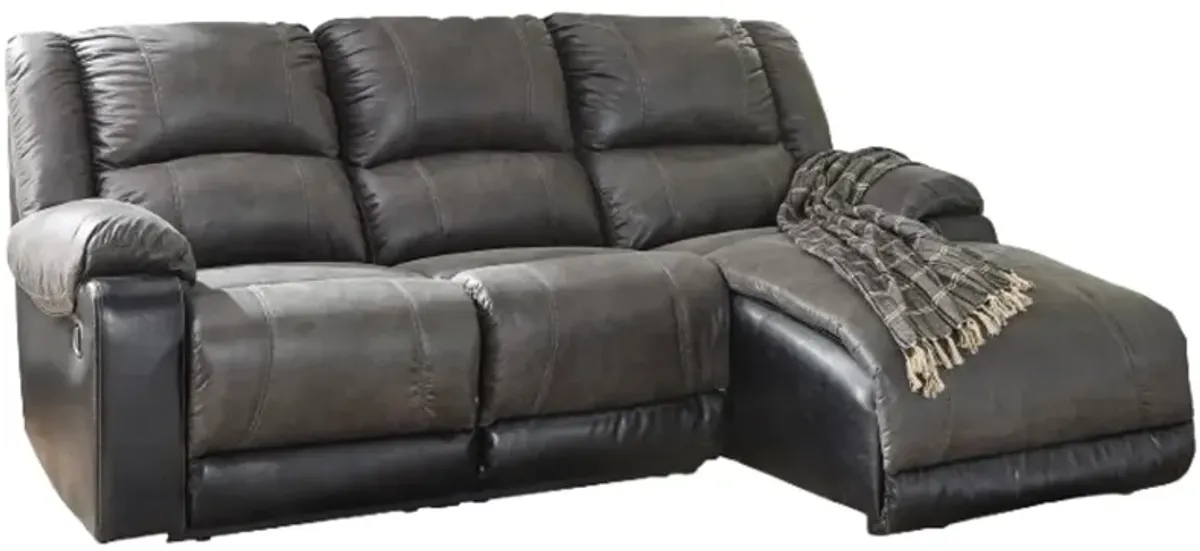 Signature Design by Ashley® Nantahala 3-Piece Slate Manual Reclining Right Arm Facing Sectional with Chaise