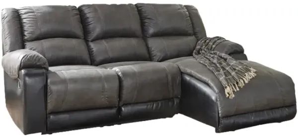 Signature Design by Ashley® Nantahala 3-Piece Slate Manual Reclining Right Arm Facing Sectional with Chaise