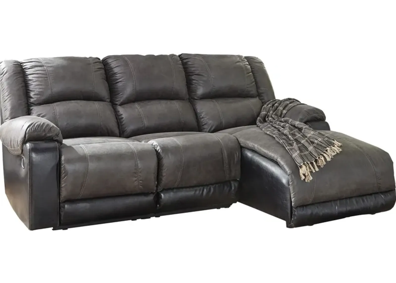 Signature Design by Ashley® Nantahala 3-Piece Slate Reclining Right-Arm Facing Sectional and Chaise