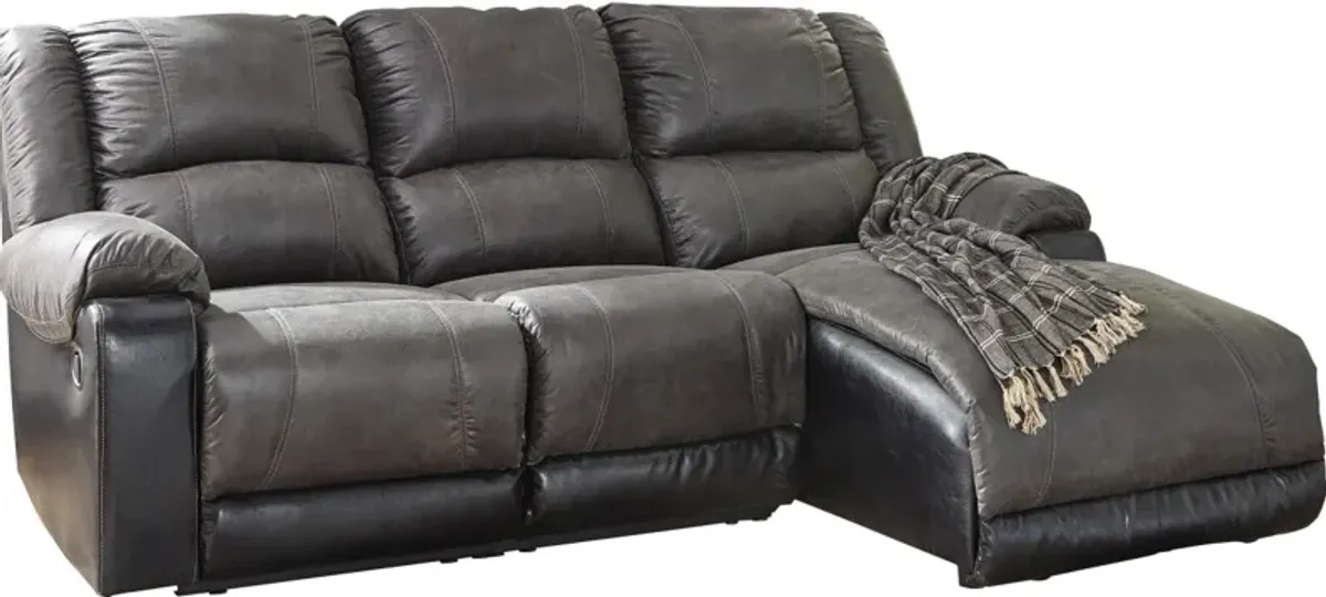 Signature Design by Ashley® Nantahala 3-Piece Slate Reclining Right-Arm Facing Sectional and Chaise