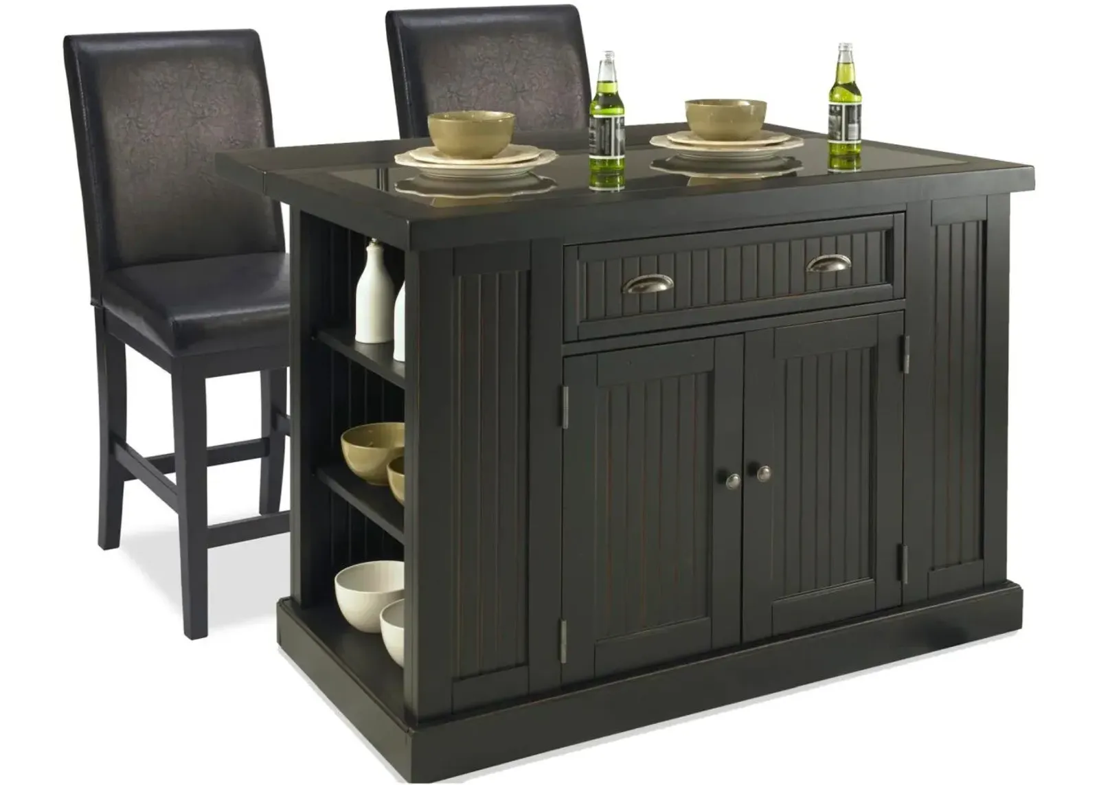 homestyles® Nantucket 3-Piece Black Kitchen Island Set