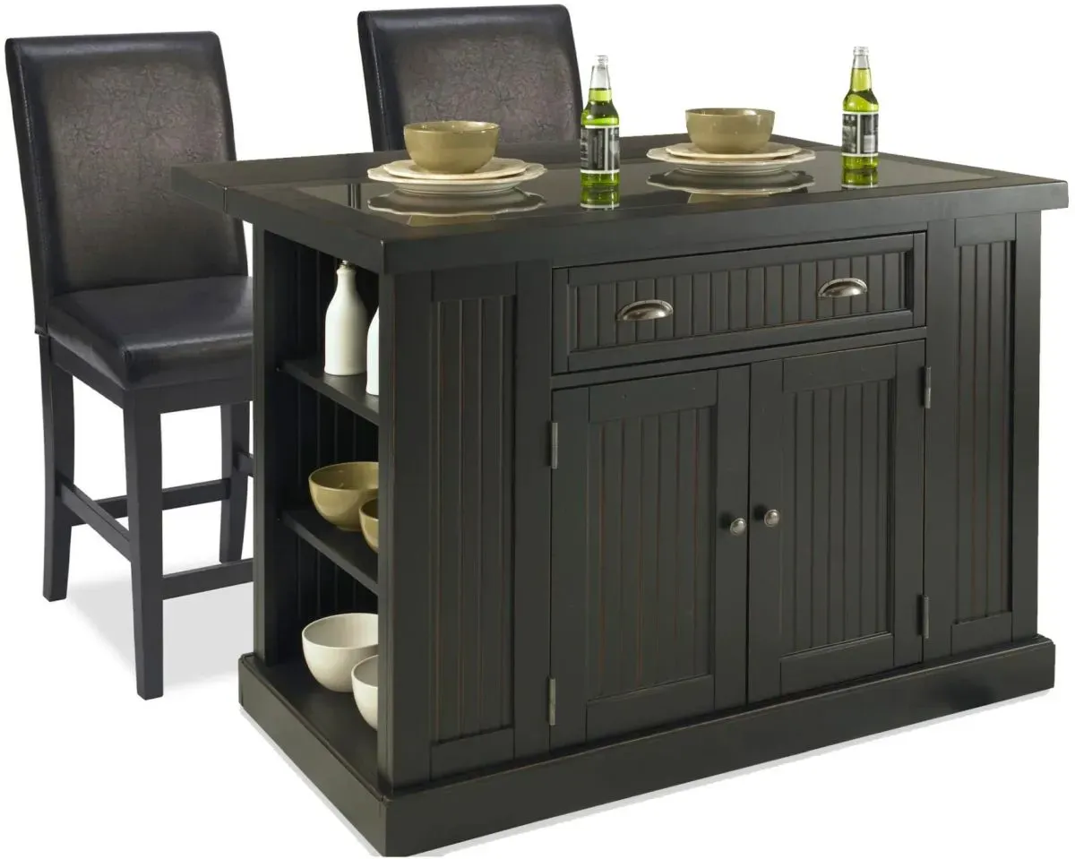 homestyles® Nantucket 3-Piece Black Kitchen Island Set