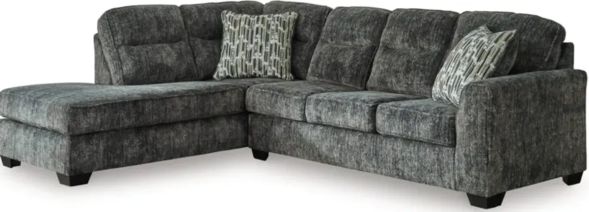 Signature Design by Ashley® Lonoke 2-Piece Gunmetal Left-Arm Facing Sectional and Chaise