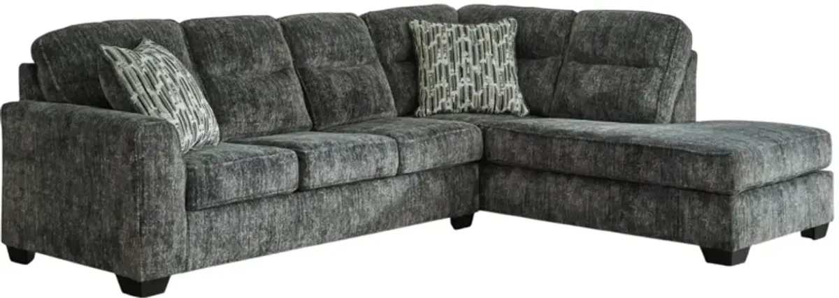 Signature Design by Ashley® Lonoke 2-Piece Gunmetal Right-Arm Facing Sectional and Chaise