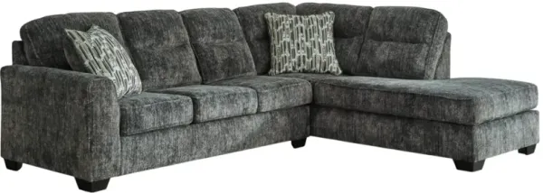 Signature Design by Ashley® Lonoke 2-Piece Gunmetal Right-Arm Facing Sectional and Chaise