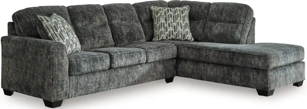 Signature Design by Ashley® Lonoke 2-Piece Gunmetal Right-Arm Facing Sectional and Chaise