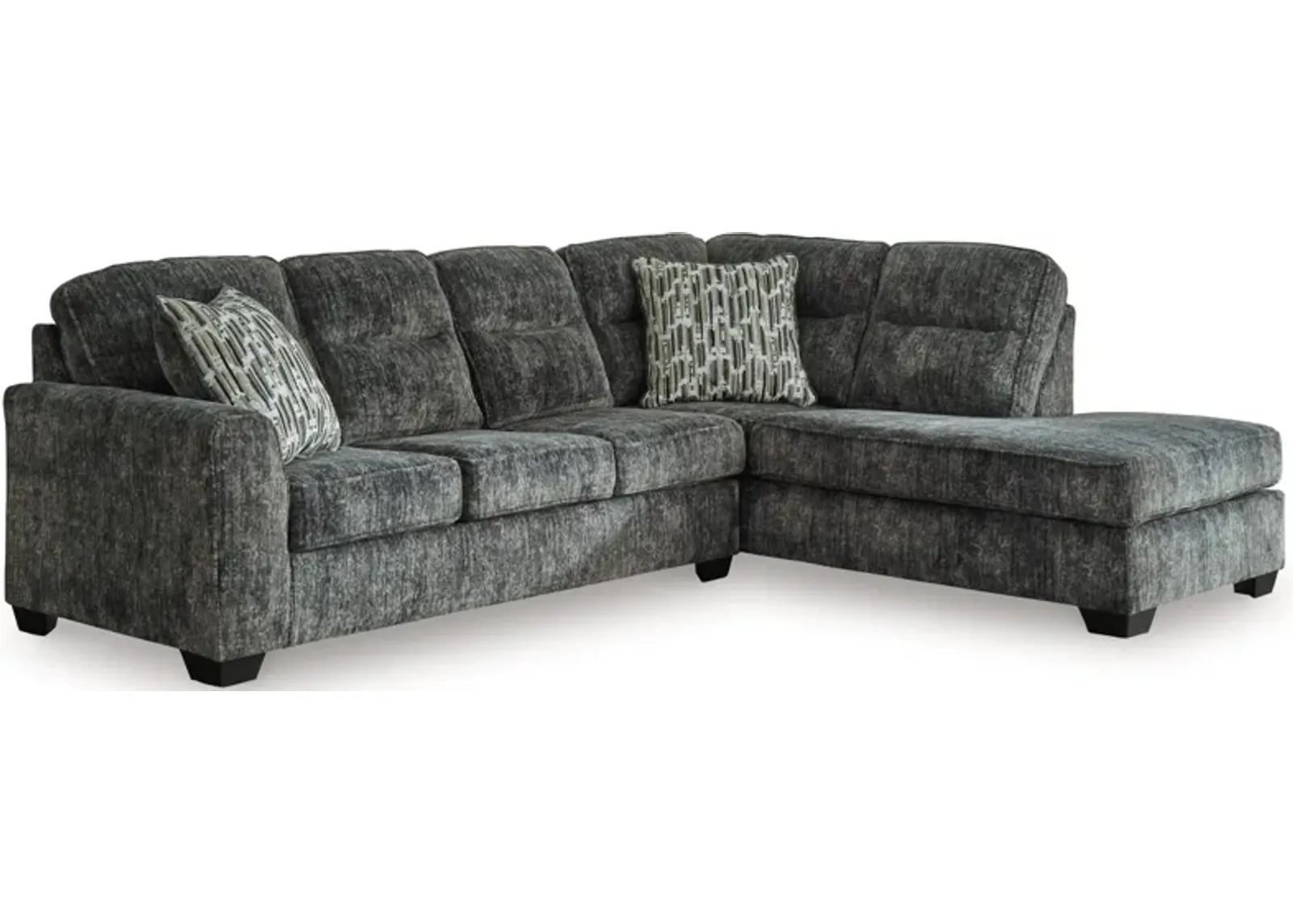 Signature Design by Ashley® Lonoke 2-Piece Gunmetal Right-Arm Facing Sectional and Chaise