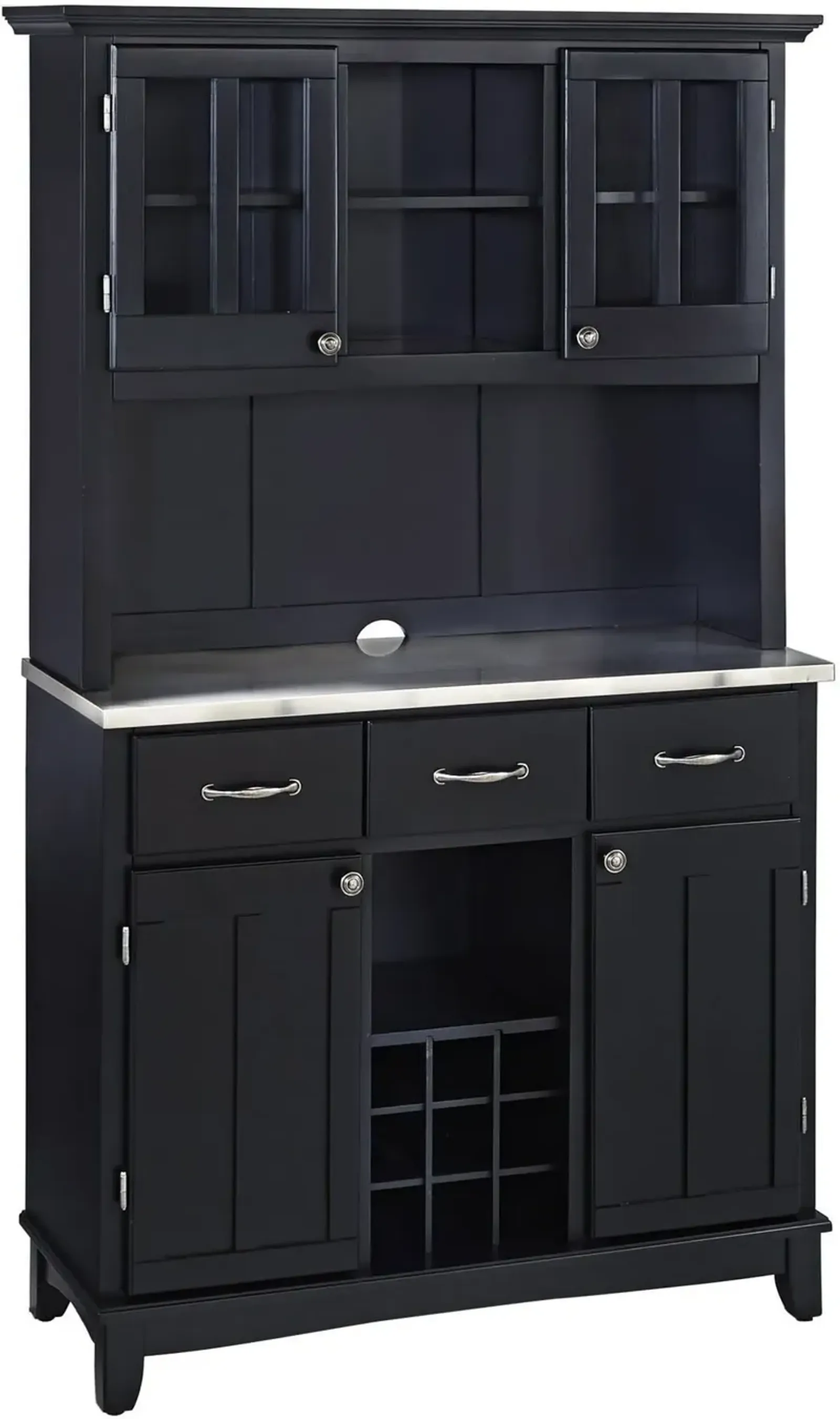 homestyles® Buffet Of Buffets Black/Stainless Steel Server with Hutch