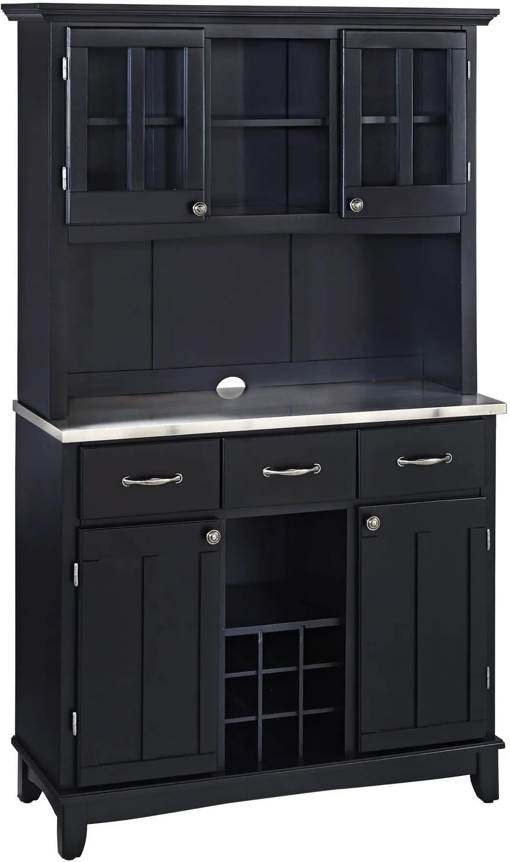 homestyles® Buffet Of Buffets Black/Stainless Steel Server with Hutch