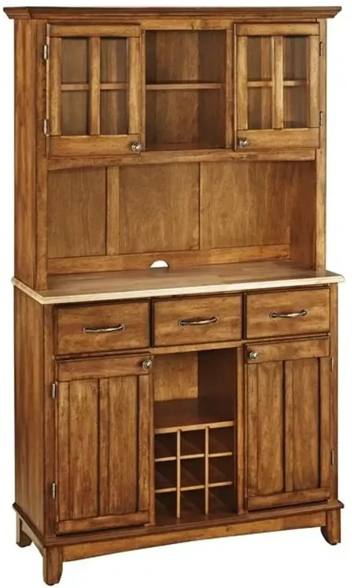 homestyles® Buffet Of Buffets Cottage Oak/Natural Wood Server with Hutch