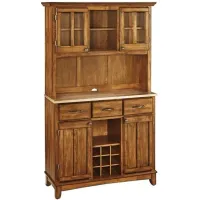 homestyles® Buffet Of Buffets Cottage Oak/Natural Wood Server with Hutch