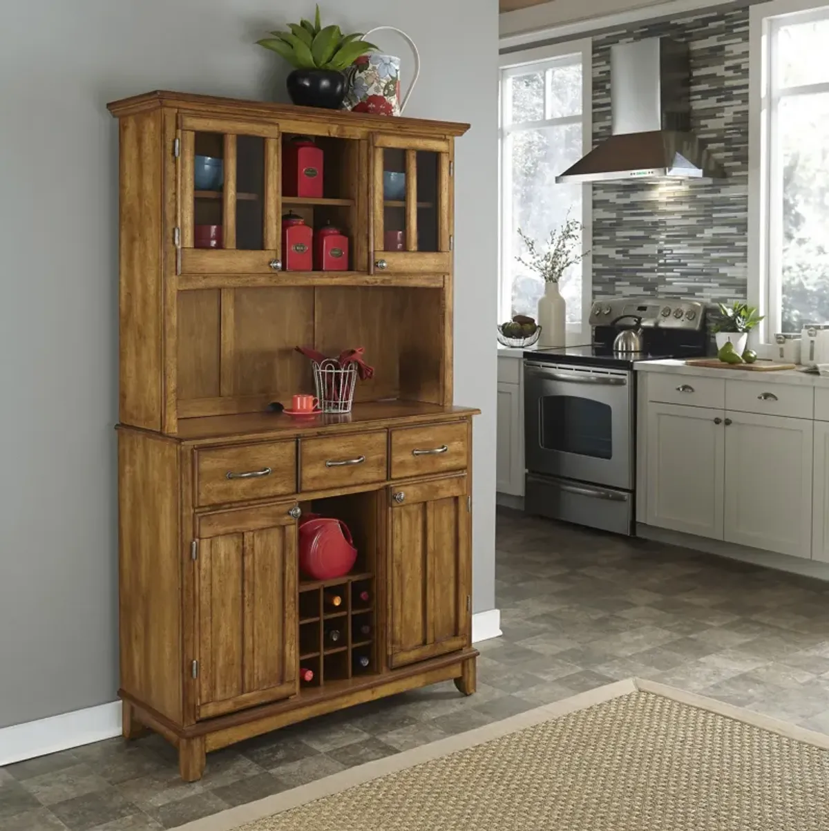 homestyles® Buffet Of Buffets Brown Server with Hutch