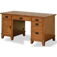 homestyles® Arts & Crafts Brown Pedestal Desk