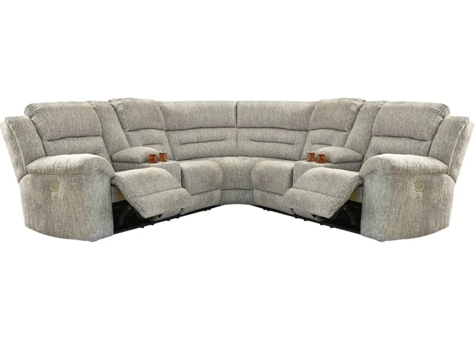 Signature Design by Ashley® Family Den 3-Piece Pewter Power Reclining Sectional with Console